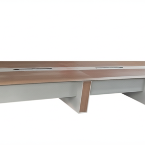 al aroodh 7 meter conference meeting table wood grain finish integrated cable management grey base support.jpg
